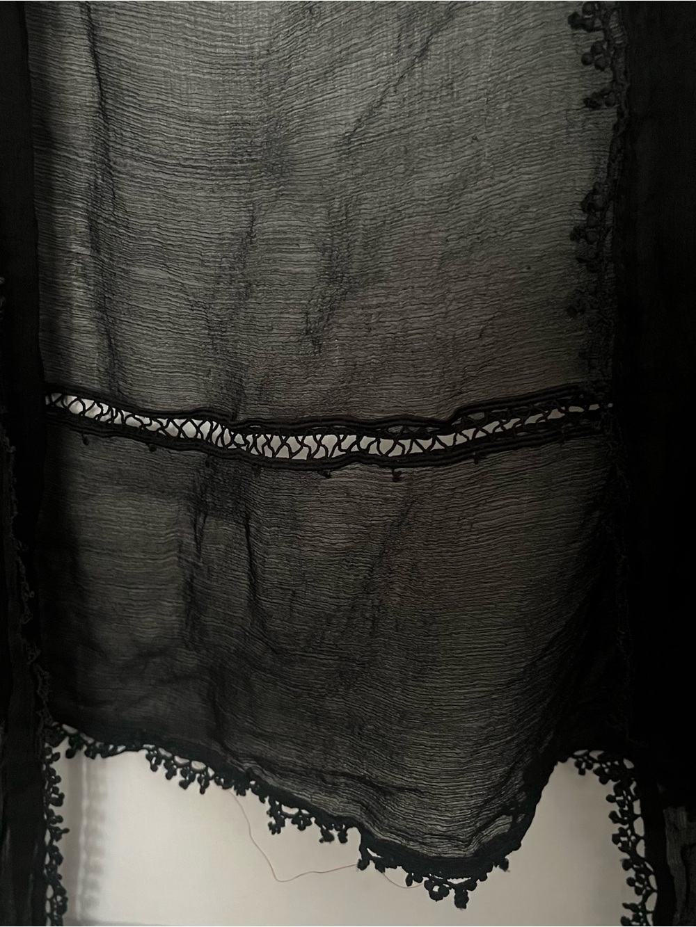 Source Unknown Black Sheer Fringe Wrap Scarf - Picture 3 of 5